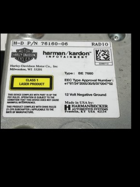 Harley Radio BE 7680 H-D P/N 7610-06 Harman / kardon Shop#630